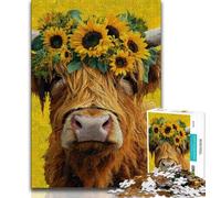 Highland Cow Jigsaw Puzzles for Teenagers 1000,Toys Educational Games Stress Relieving Suitable for Desktop Decoration 38x26cm