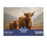 Highland Cow Jigsaw Puzzles Puzzle for Adults Kids. 1000 Piece Kyloe Impossible Challenge Toy Educational Games Home Decoration for Educational Games Gifts 38x26cm/1000pcs