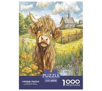 Highland Cow Jigsaw Puzzles Puzzles for Adults Kids. 1000 Pieces Whimsical Challenge Toy Educational Games Home Decoration for Educational Games Gifts 38x26cm/1000pcs