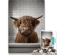 Highland Cow JigsawPuzzle 1000 Pieces for Adults,Family Game Stress Reliever Difficult Challenge Secret Santa Gifts 38x26cm