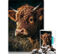 Highland Cow JigsawPuzzle 1000 Pieces for Adults,Toys Educational Games Stress Relieving Suitable for Desktop Decoration (38x26cm)
