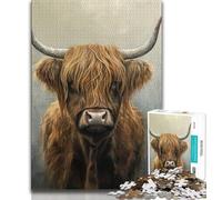 Highland Cow JigsawPuzzle 1000 Pieces for Teenagers,Challenging Family Activity Games DIY Toy for Home Wall Decor Gifts 38x26cm