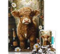 Highland Cow JigsawPuzzle 1000 Pieces for Teenagers,Challenging Game And Family Play Wall Decoration Unique Birthday And Xmas Gifts (38x26cm)