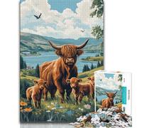 Highland Cow Jigsaws Puzzles 1000 Pieces for Adults Gifts,Family Game Stress Reliever Difficult Challenge Great Gifts And Toys (75x50cm)