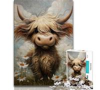Highland Cow Jigsaws Puzzles 1000 Pieces for Teenagers Gifts,Decompressing Intellectual Educational Toy Birthday Present,Gifts,Wall Art (38x26cm)