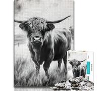 Highland Cow Jigsaws Puzzles 1000 Pieces for Teenagers Gifts,Decompressing Intellectual Educational Toy Birthday Present,Gifts,Wall Art (75x50cm)