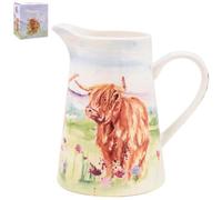 The Leonardo Collection Jennifer Rose Gallery Highland Cow Jug 500ml | Fine China Milk & Cream Jug for Kitchen | Rustic Animal Print Pitcher for Tea, Coffee & Breakfast Table | Gift for Women & Men