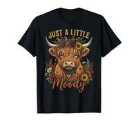 Highland Cow Just A-Little Moody - Farm Animals Flower T-Shirt