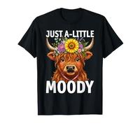 Highland Cow Just A-Little Moody - Farm Animals Flower T-Shirt