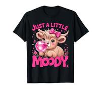 Highland Cow Just A Little Moody Flower Bubble Funny Farm T-Shirt