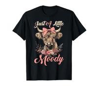 Highland Cow Just A Little Moody Flower Funny Farm Farmer Value Graphic T-Shirt