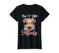 Highland Cow Just A Little Moody Funny Farm Farmer Gifts T-Shirt