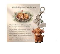 Highland Cow Keyring, A Little Highland Cow for You Keychain: Your Daily Reminder of Quiet Strength, Cute 3D Resin Tiny Cow Keychain With Birthstone for Women, Friends Family (A, May)