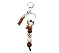 Highland Cow Keyring,Gift Cattle Keychains Rucksack Key Ring Car Accessories,Key Mini Lanyard Cute Cows Animal Charming Keychain with Tassel for Women Men Birthday Yak Lovers Party Gifts Wheat Colours