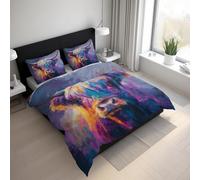 Highland Cow King Size Duvet Cover Sets, Graffiti Highland Cattle Bedding Set 3 Piece Soft Microfiber Quilt Cover Reversible Duvet Cover Sets with 2 Pillows Zipper Closure K&12