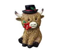 Highland Cow Kitchen Decor - Resin Kitchen Decoration Cow Statue Highland Cow Decoration Cow Figures for Bathrooms Farmhouse and Country Christmas Hi