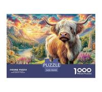 Highland Cow LandscapeMagnificent 1000-Piece Jigsaw Puzzles for Adults Boasting Impossible-to-Difficult Level Challenging Puzzle Educational Games for Everyone - These Magnificent Jigsaw Puzzles Chal
