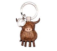 Highland Cow Leather Keyring with Gift dustbag by Mala Leather