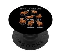 Highland Cow Life Funny Cow Lover Cute Farm Animal PopSockets Adhesive PopGrip