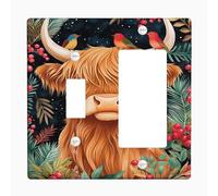 Highland Cow Light Switch Cover Plates/Outlet Covers, Rustic Brown Farm Animal Design for Wall Decor, Thermoplastic Wall Plates, Standard Size Toggle Rocker