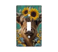 Highland Cow Light Switch Cover Plates/Sunny Yellow Sunflowers for Country Decor, Thermoplastic Wall Plates, Standard Size Single Toggle