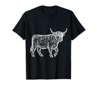 Highland Cow Line Art Scottish Cattle Value Graphic T-Shirt