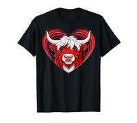 Highland Cow Lover Cute Farm Animals Red Heart T-Shirt