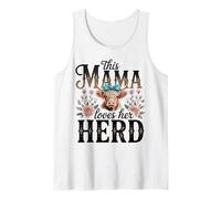 Highland Cow Mama Loves Her Herd Rustic Humor Tank Top