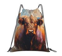 Highland Cow Men Women Drawstring Backpack Large Gym Sack Foldable String Backpack For Travel Picnic Holidays