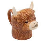 Highland Cow Milk Jug, 19.5cm Ceramic Milk Jug 3D Novelty Pitcher, 320ml Farmhouse Cream Jug Kitchen Decor