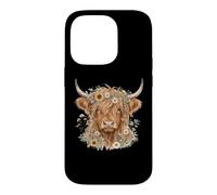 Highland Cow Mom Floral Crown Sunflower Daisy Case for iPhone 14 Pro