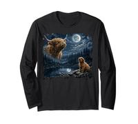Highland Cow Mooing At The Moon Long Sleeve T-Shirt