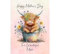 Highland Cow Mothers Day Card for Mom