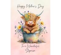 Highland Cow Mothers Day Card for Stepmum