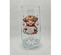 Highland Cow Mothers Day Glass Tumbler Gift. Drinking Glass. Mothers Day Gift