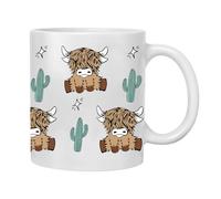 Highland Cow Mug 11oz, Cute Animal Patterns Ceramic Cup, Double Sided Printed Coffee Cup, Funny Mugs for Weekend Brunches, Office Desks, Countryside Retreats, Highland Cow Gifts (Highland Cow 1)