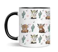 Highland Cow Mug 11Oz, Double Sided Printed Animal Ceramic Mug, Adorable Coffee Cup for Tea Hot, Funny Mugs for Weekend Brunches, Office Desks, Countryside Getaways, Highland Cow Gifts