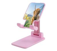 Highland Cow Narcissus Flower Portable Phone Stand Lightweight Printed Smartphone Holder Foldable Compact Desk Stands