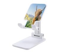 Highland Cow Narcissus Flower Portable Phone Stand Lightweight Printed Smartphone Holder Foldable Compact Desk Stands