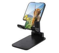 Highland Cow Narcissus Flower Portable Phone Stand Lightweight Printed Smartphone Holder Foldable Compact Desk Stands