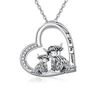 Highland Cow Necklace Sterling Silver Scottish Highland Cow Pendant Jewellery Highland Cow Gifts for Mom Daughter Women Girls