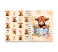 Highland Cow Notebook A5, Sunflower Spiral Journal, Cow Gifts for Women | 90 Sheets, 180 Lined Pages Wirebound Notebook for Study, Journaling, School & Work, Cow Lover Gifts for Women & Girls