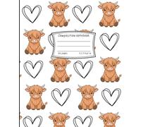 Highland Cow Notebook: Cute Highland Cows & Hearts Wide Ruled Composition Book, 120 Pages, Aesthetic Farm Animal Journal for School, Notes, Writing