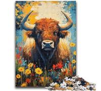 Highland Cow Oil Painting 1000 Pieces Jigsaw Puzzle for Adults& Teens,Stress Reliever Difficult Challenge Deal As Gifts for The Whole Family (50x75cm)