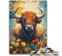 Highland Cow Oil Painting Jigsaw Puzzles for Adults 2000 Pieces,Help The Brain Exercise Addictive Toys to Cultivate Patience Great Gift (70X100cm)