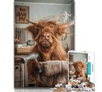 Highland Cow on The Sofa Jigsaw Puzzles for Teenagers,Help The Brain Exercise Addictive Toys to Cultivate Patience A Work of Art 38x26cm