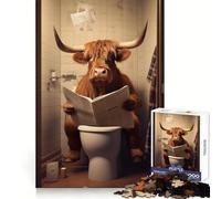 Highland Cow on The Toilet Jigsaw Puzzles for Adults 1000 Pieces Cognitive Skill Bright Color Fun Challenge Perfect Decor (38x26cm)