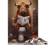 Highland Cow on The Toilet Jigsaw Puzzles Puzzle for Adults Kids. 1000 Pieces Great Gifts Challenge Toy Educational Games Home Decoration for Adults& Kids Age 14 Years Up 1000pcs (38x26cm)