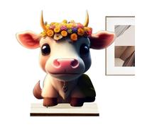 Highland Cow Ornaments | Wooden Highland Cow Figurine Tabletop Decor | Miniature Cow Ornaments | Rustic Cow Figurine Wooden Collectible Figurines