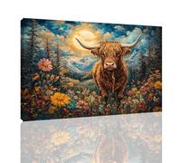 Highland Cow Paint by Numbers for Adults with Frame,Landscape Paint by Number Canvas with Acrylic Brushes,Hobbies for Adults Women DIY Oil Painting Kits for Home Wall Decor Gifts 24x32 inch,kk-925